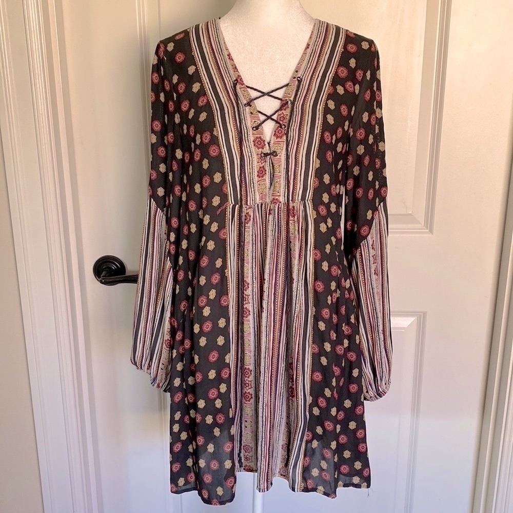 Free People Rain Or Shine Mini Dress Womens S Tunic Pirate Bohemian Festival - Picture 1 of 14
